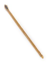 ANTIQUE, YELLOW GOLD, DIAMOND AND SAPPHIRE BRACELET