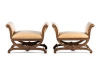A Pair of Italian Giltwood Curule Window Seats