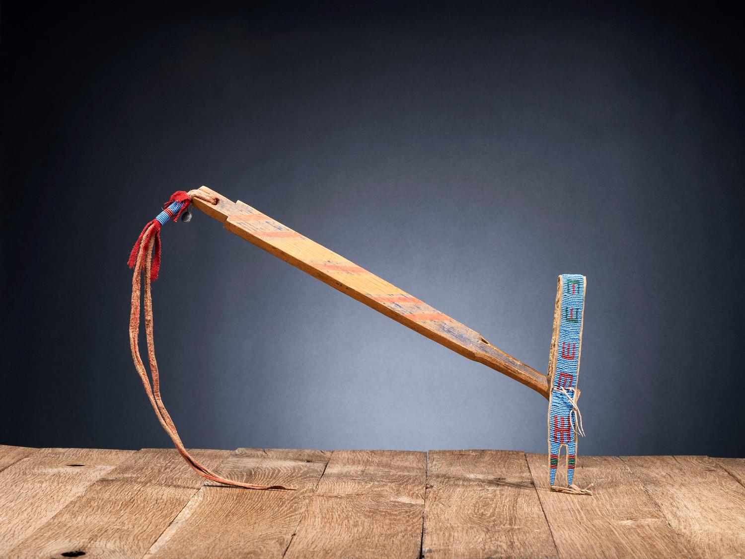 Mandan-Hidatsa Painted Wood Quirt