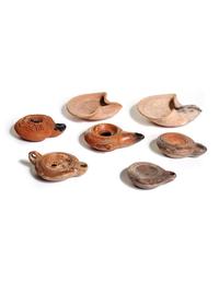 Five Roman Molded Terra Cotta Oil Lamps
