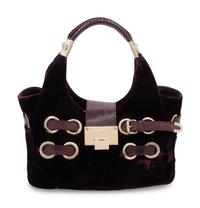 Jimmy Choo, Purple Velvet & Snakeskin Handbag