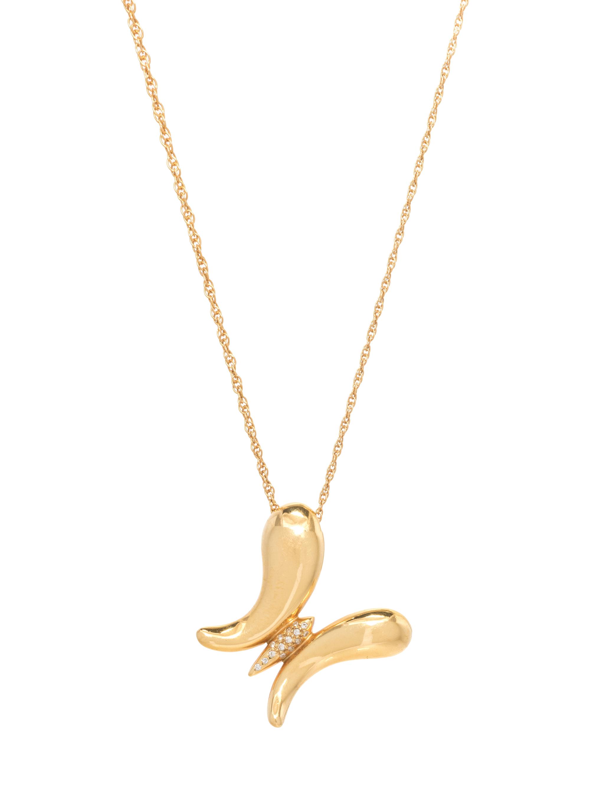 TIFFANY & CO., ELSA PERETTI, YELLOW GOLD AND DIAMOND BUTTERFLY PENDANT
