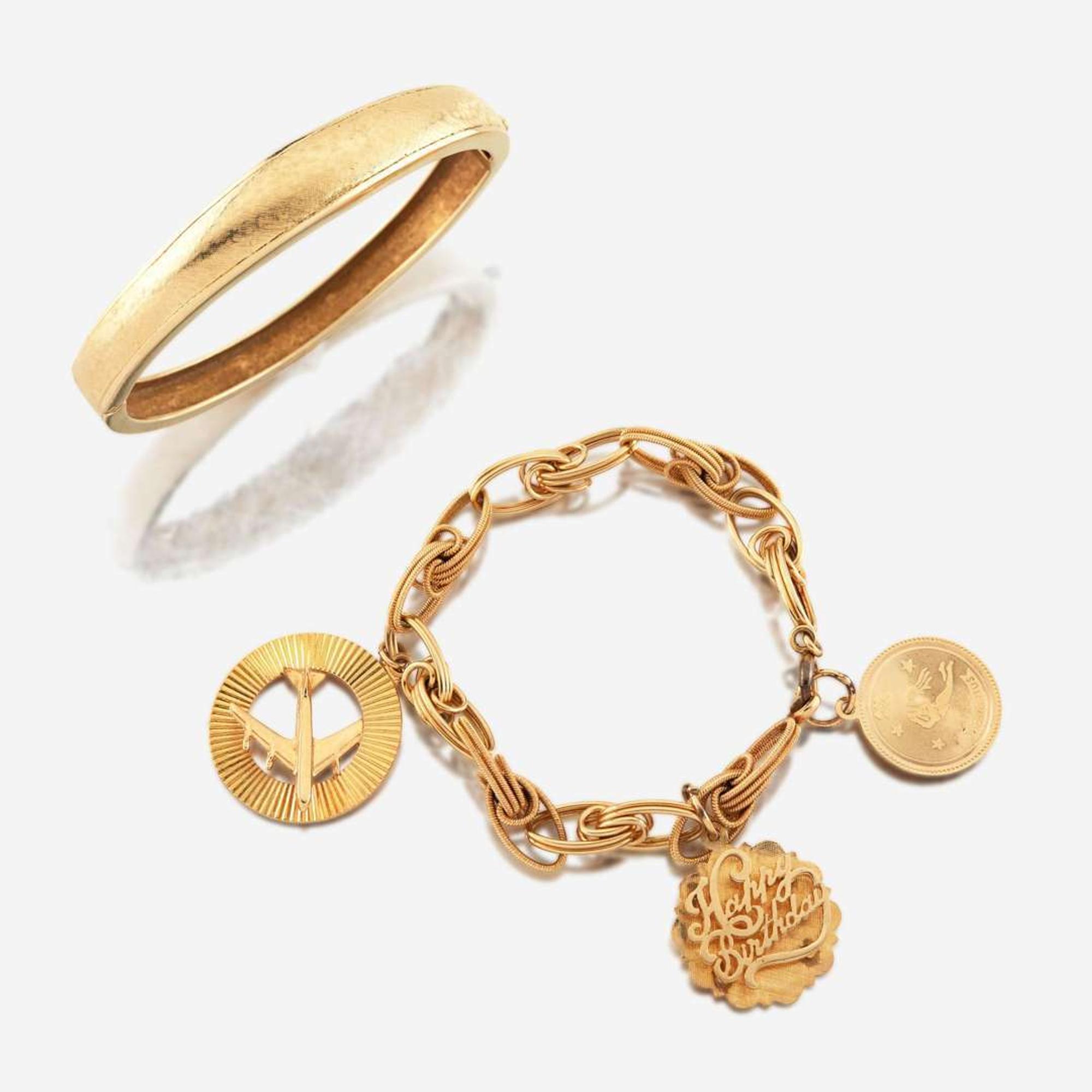 Two gold bracelets