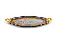 A Sèvres Style Painted and Parcel Gilt Porcelain Two-Handled Tray