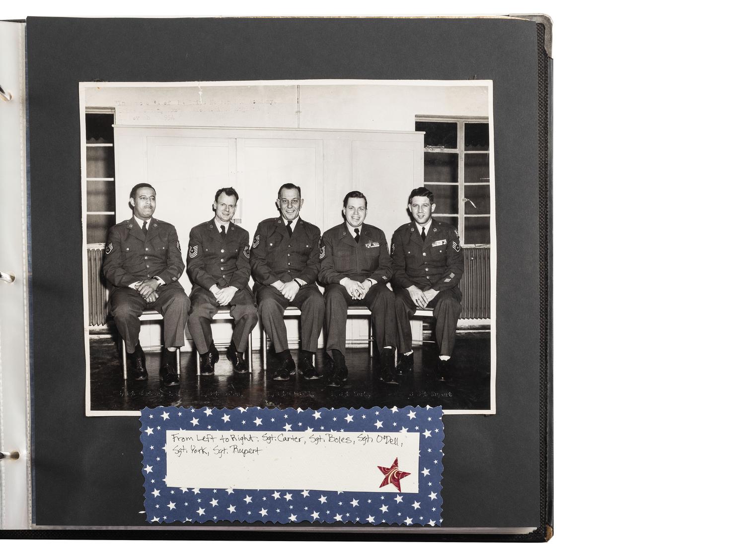 [MILITARIA - VERNACULAR]. Photograph album identified to the Carter family. Ca mid-to-late 20th century.
