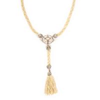ANTIQUE, PLATINUM-TOPPED YELLOW GOLD, SEED PEARL AND DIAMOND SAUTOIR NECKLACE