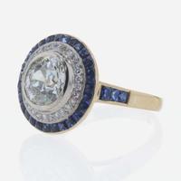 A Diamond and Sapphire Ring