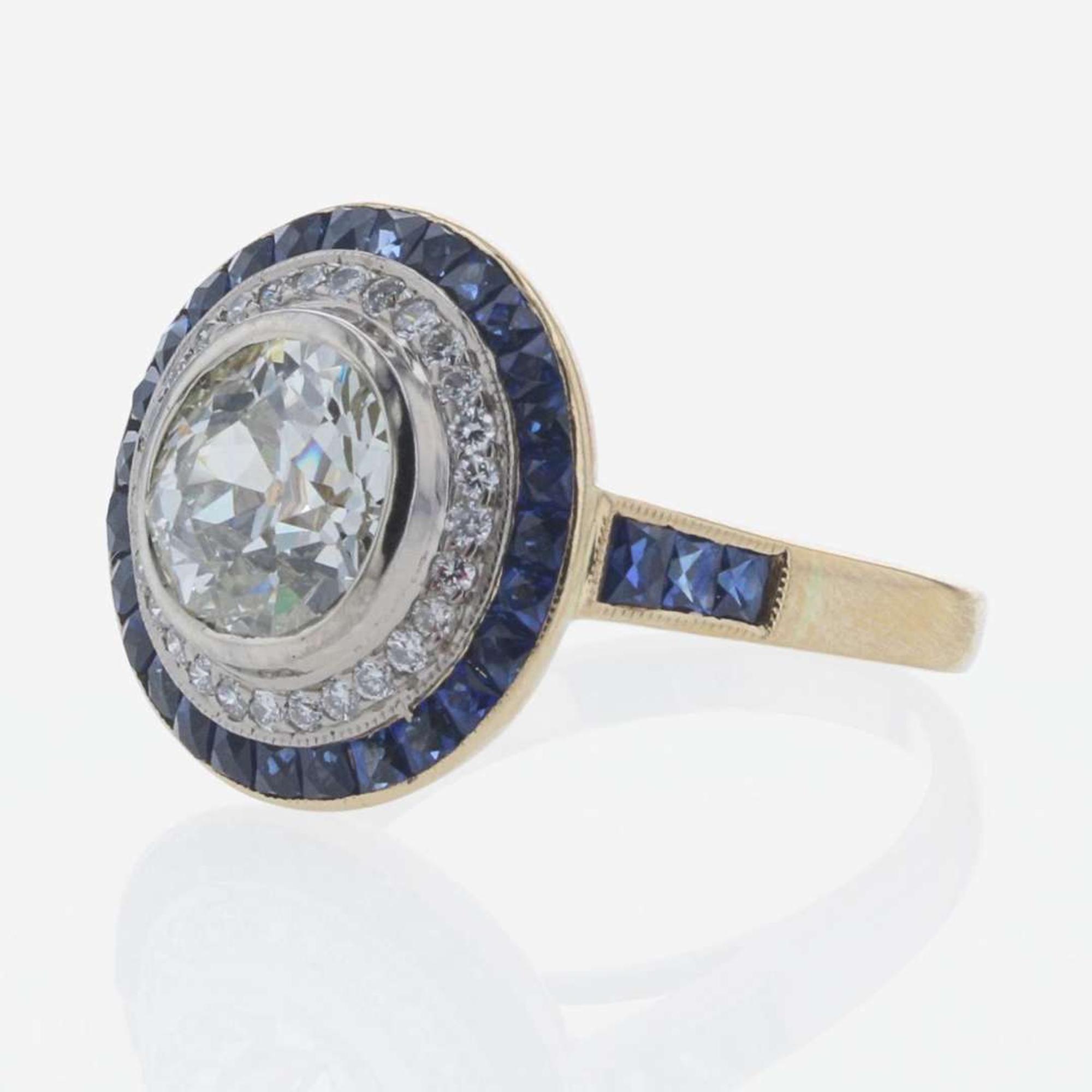 A Diamond and Sapphire Ring
