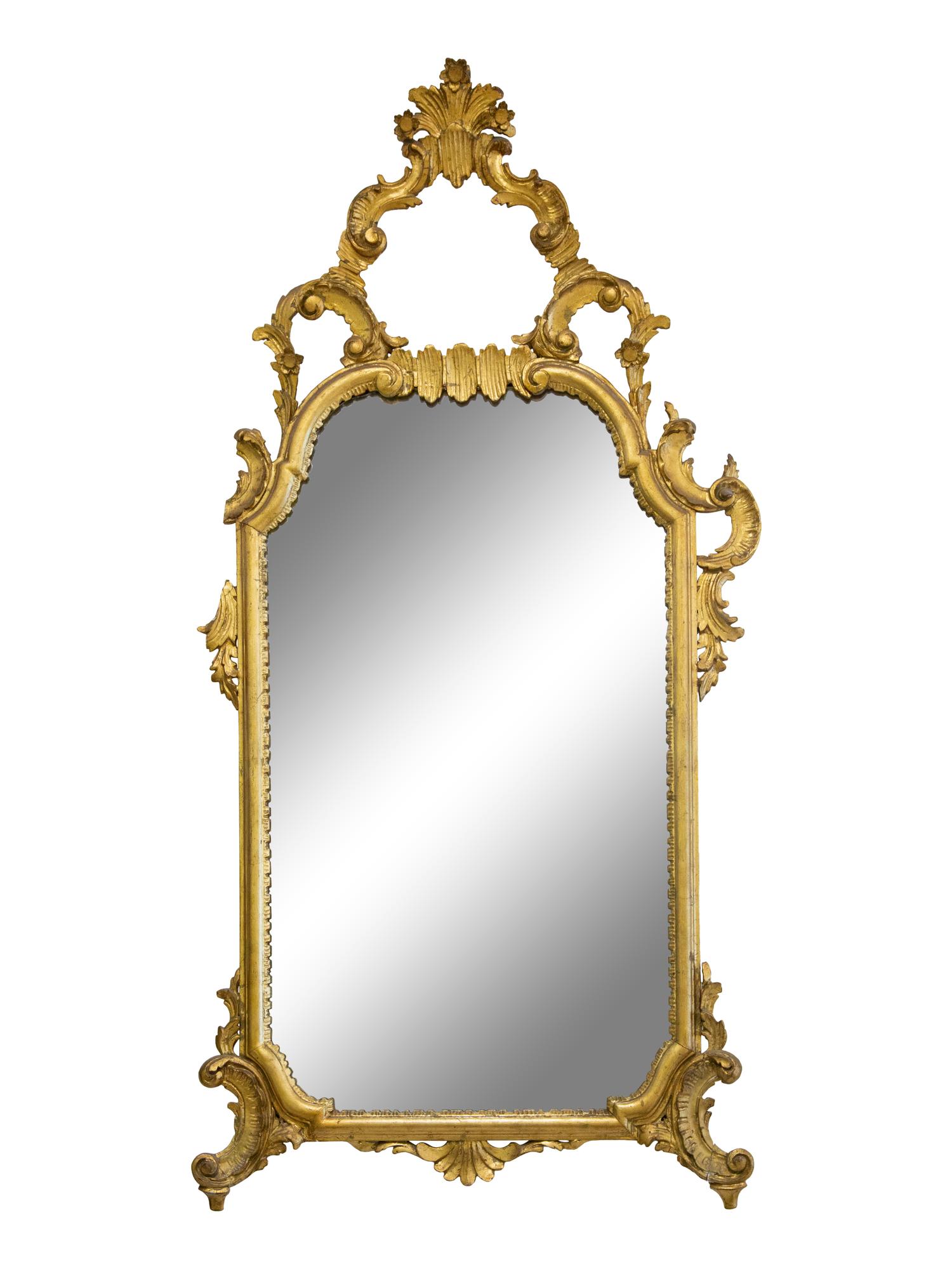 A Louis XV Style Carved Giltwood Mirror
