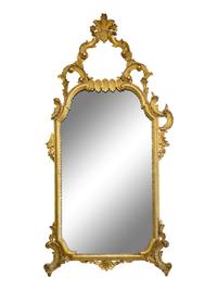 A Louis XV Style Carved Giltwood Mirror