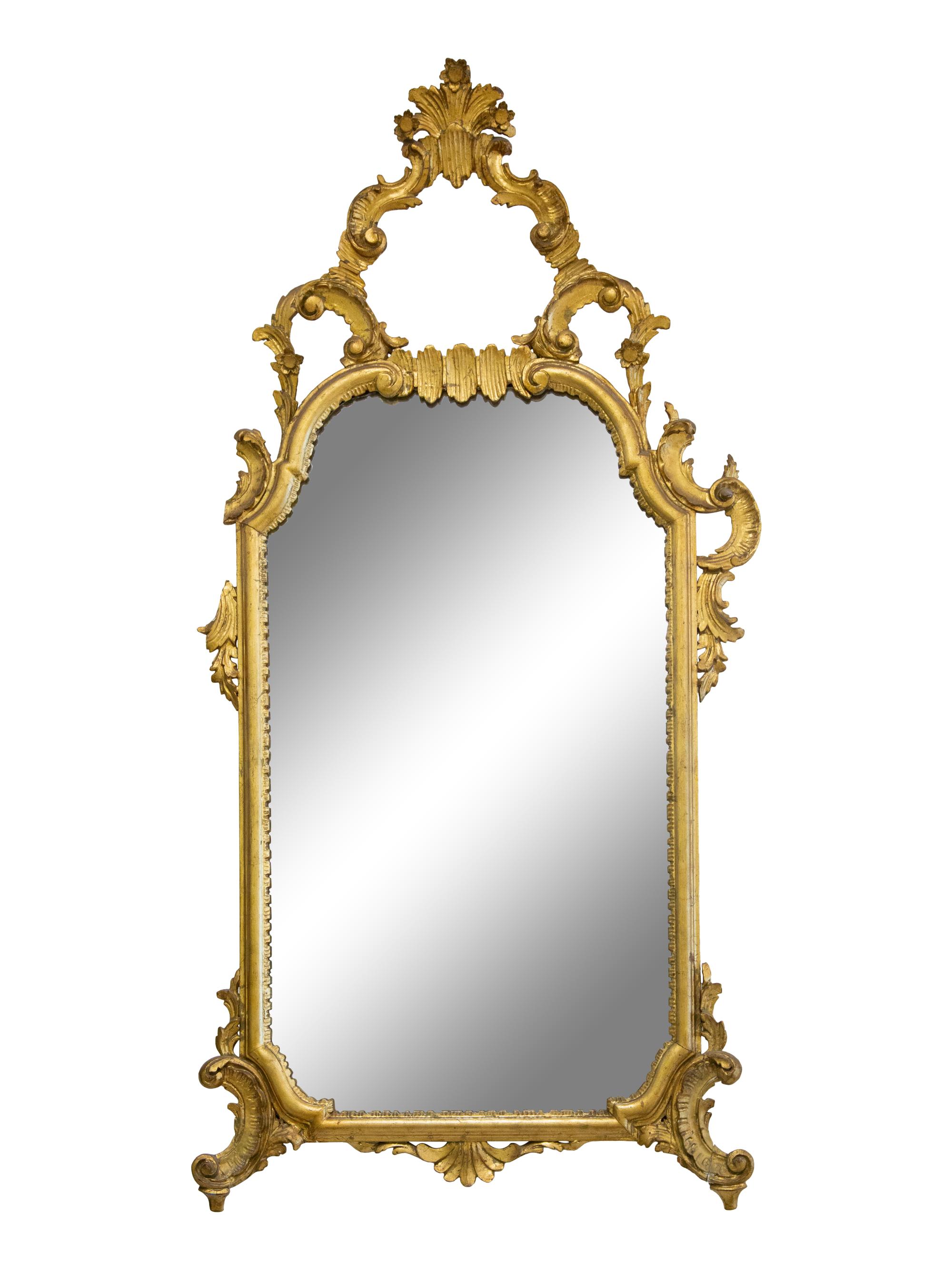 A Louis XV Style Carved Giltwood Mirror
