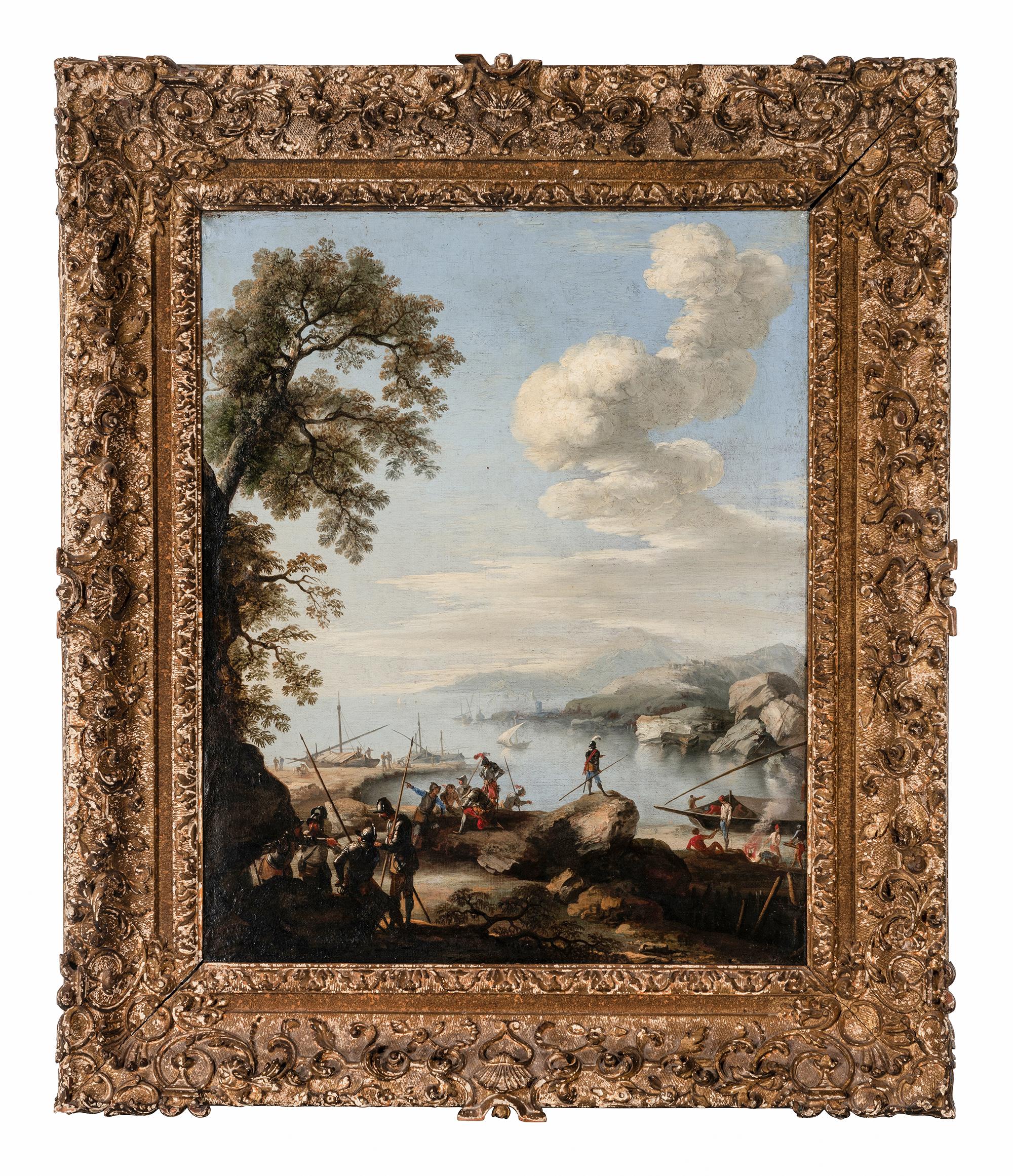 A Coastal Landscape with Soldiers Resting and Conversing