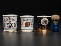 Three Fraternal Porcelain Shaving Mugs