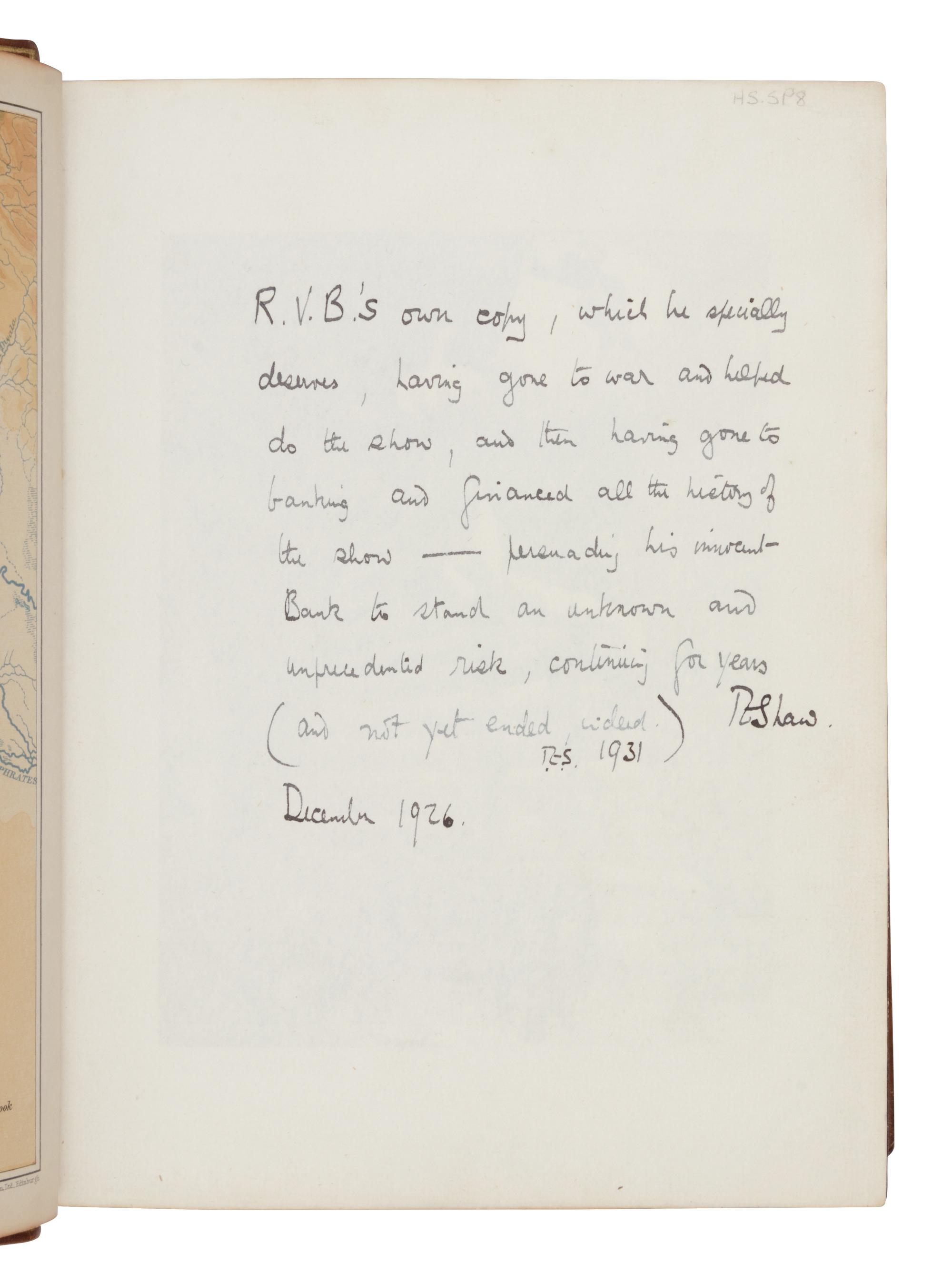 LAWRENCE, Thomas Edward (1888-1935). Seven Pillars of Wisdom, a triumph . [London: Privately Printed], 1926.