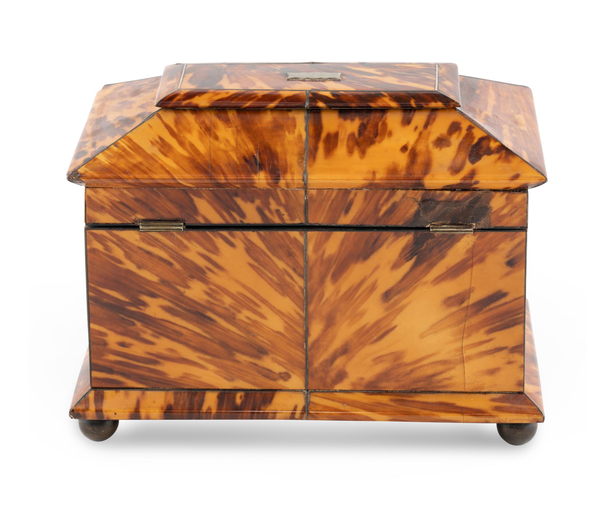 A Regency Tortoise Shell Tea Caddy