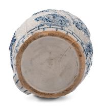 A Cobalt-Decorated Molded Stoneware Water Cooler with Bear Decoration
