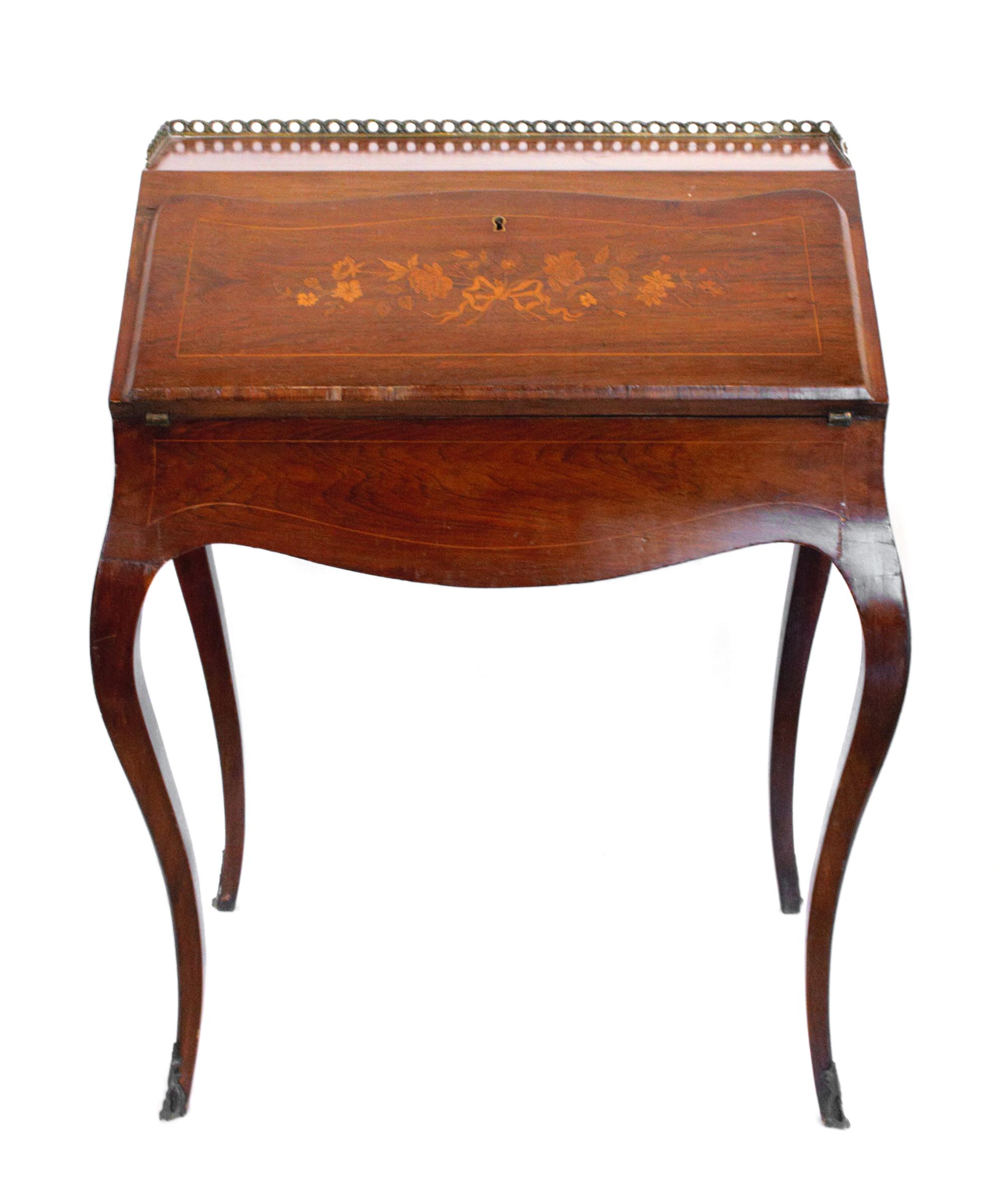 A Louis XV Style Marquetry Slant-Front Bureau