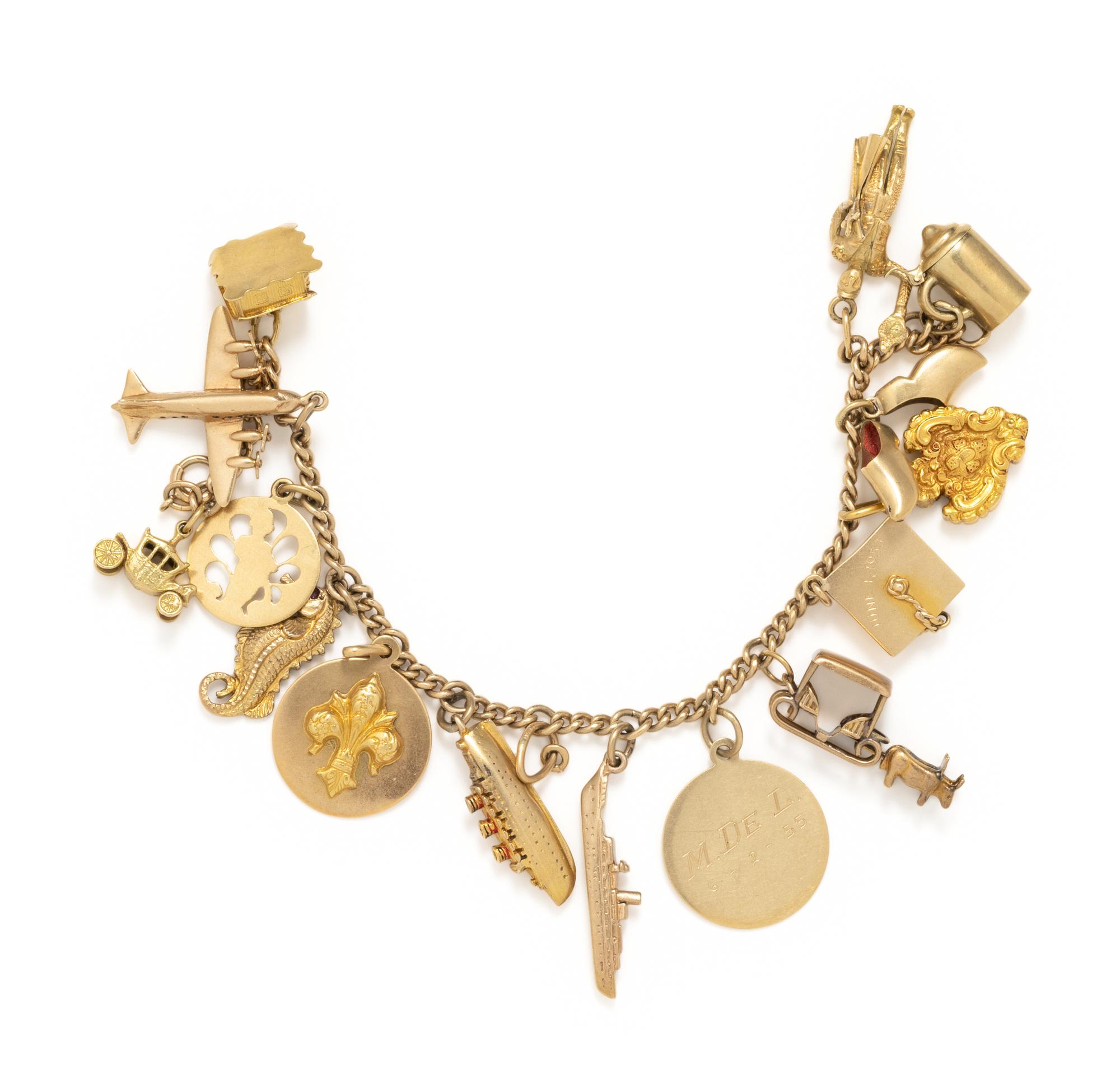 YELLOW GOLD CHARM BRACELET