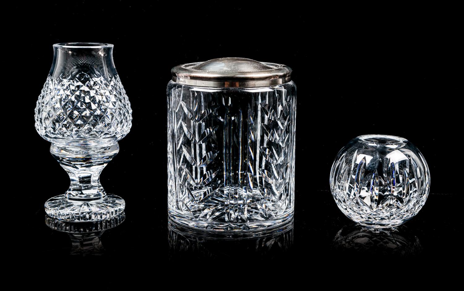 A Waterford Ice Bucket and Table Articles Height of tallest 6 5/8 inches.