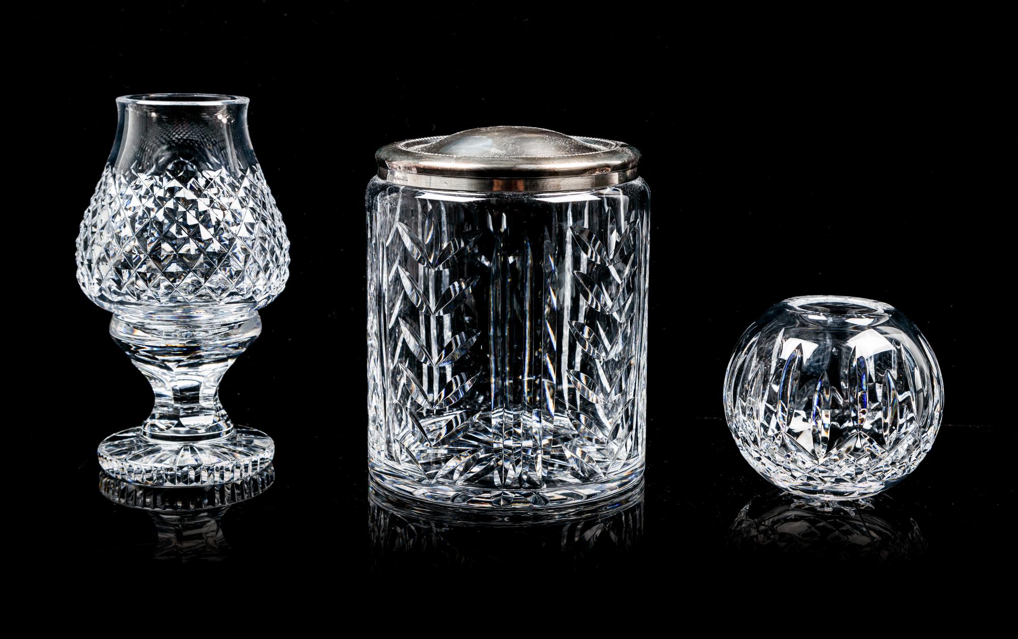 A Waterford Ice Bucket and Table Articles Height of tallest 6 5/8 inches.