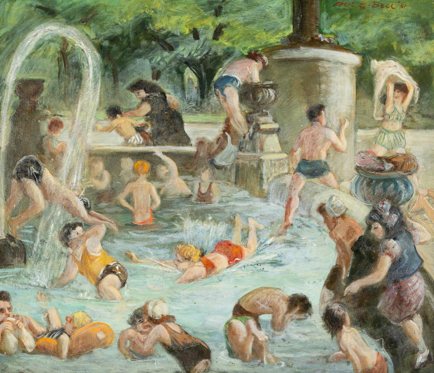 Cecil Crosley Bell (American, 1906-1970) — Washington Square Pool , 1951
