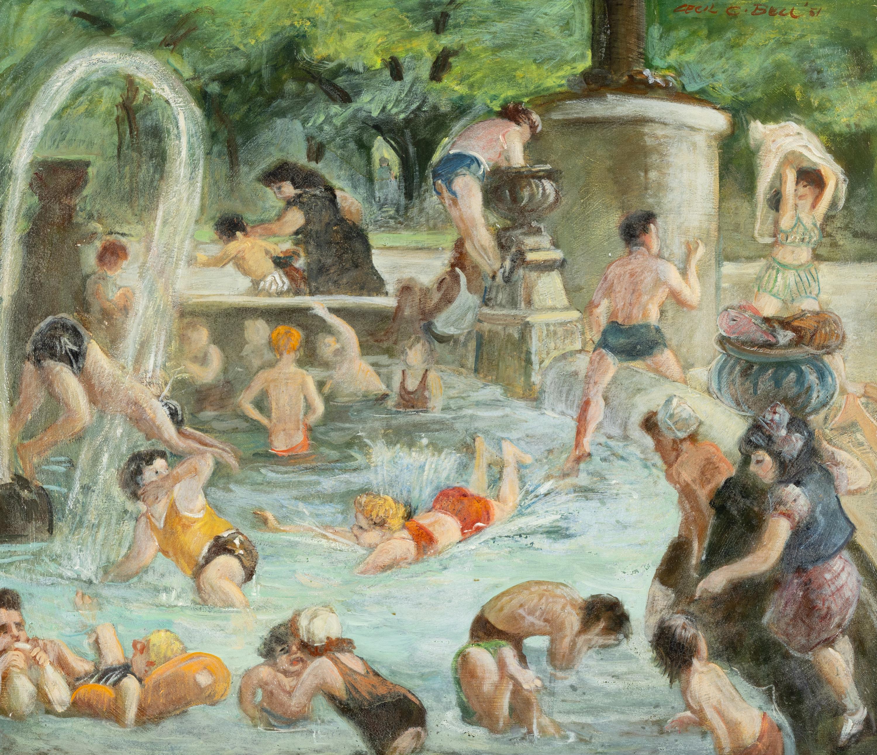 Cecil Crosley Bell (American, 1906-1970) — Washington Square Pool , 1951