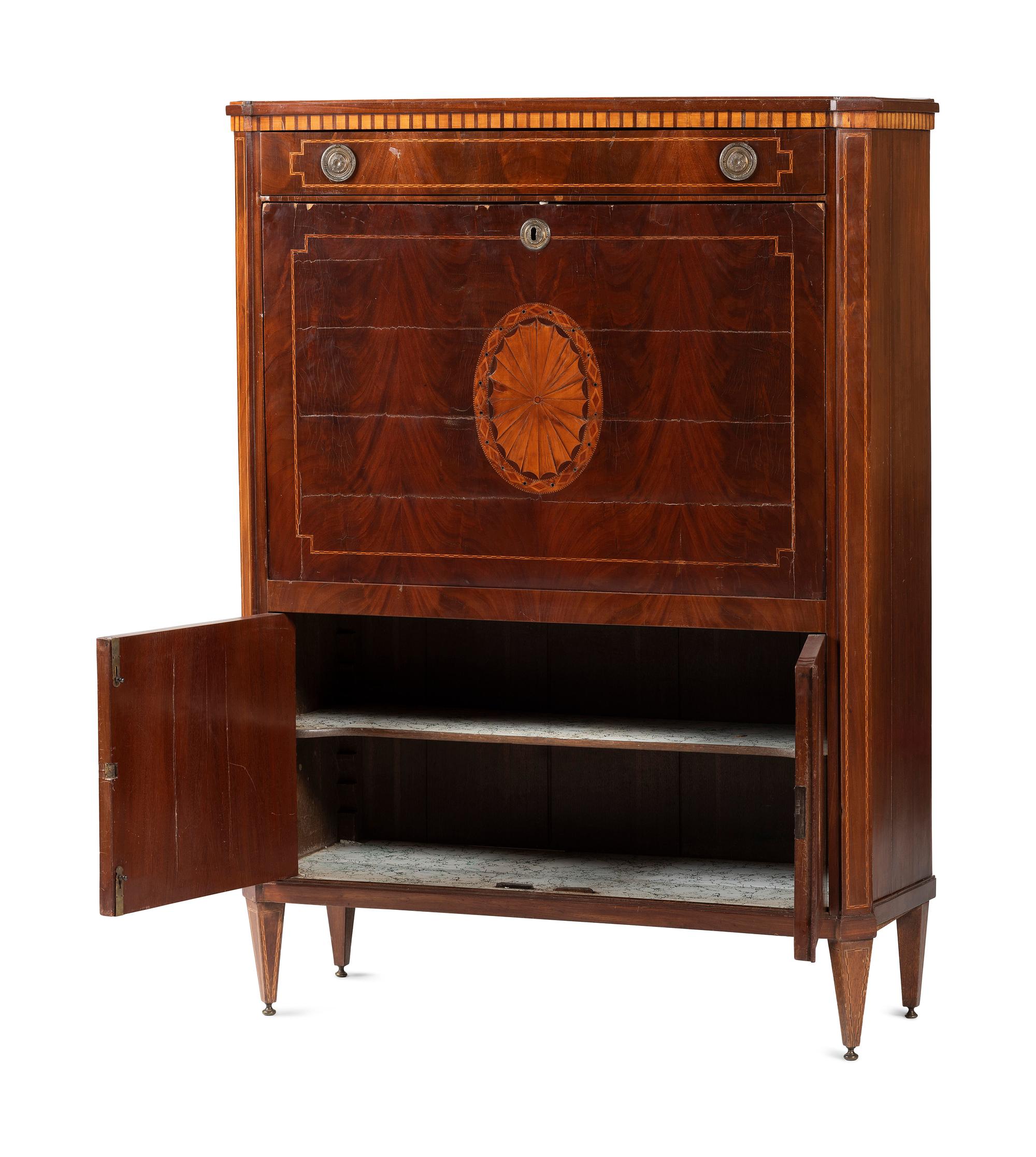 A Regency Inlaid Mahogany Fall-Front Secretary Desk