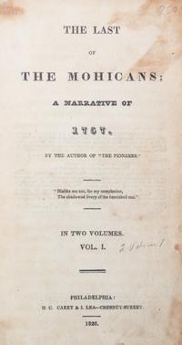 COOPER, JAMES FENIMORE. The Last of the Mohicans. Phil, 1826. First edition. 2 vols. in one.