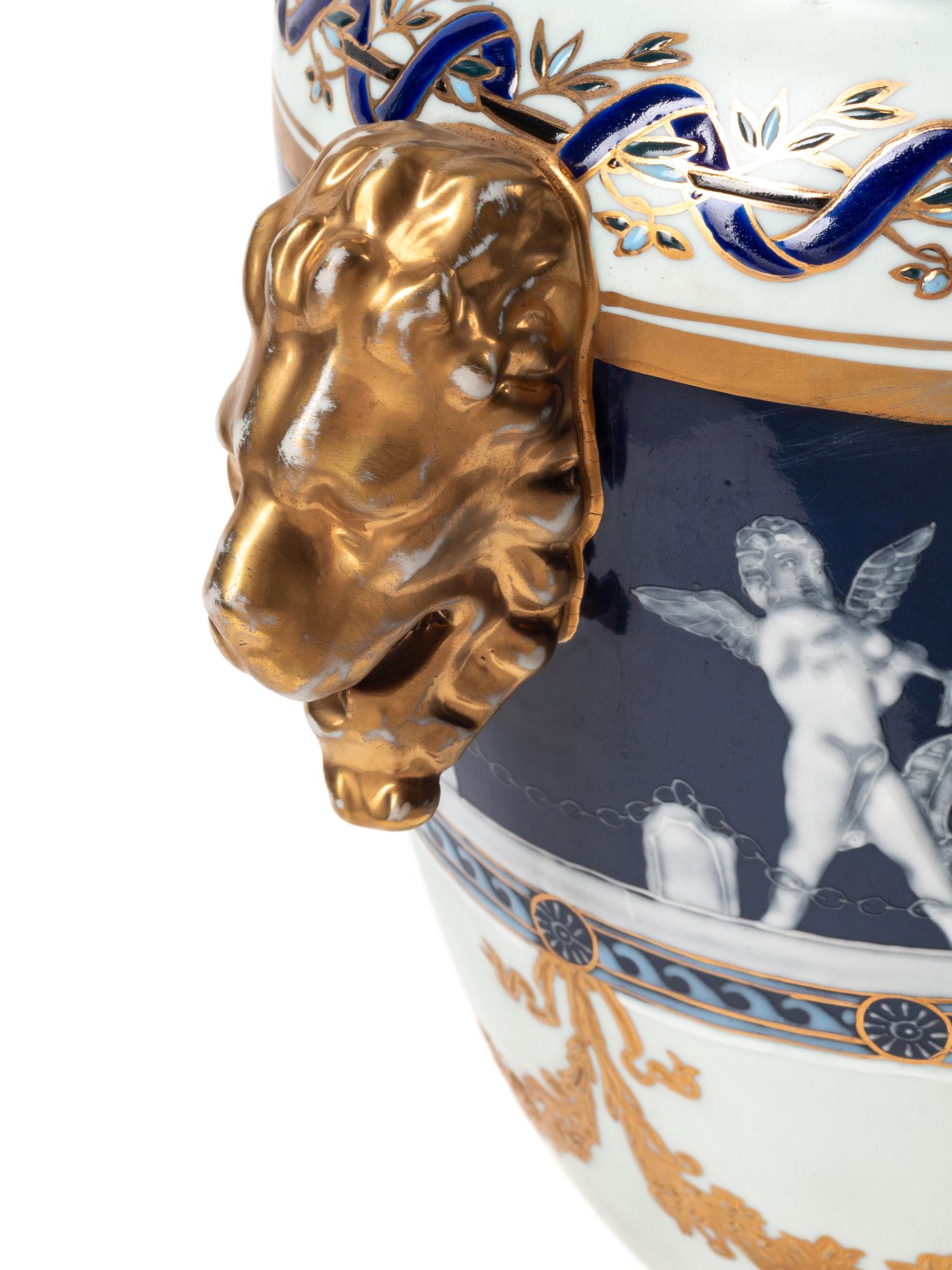 A Pair of Minton Style Parcel Gilt Porcelain and Pâte-sur-Pâte Vases