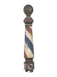 A Paint Decorated Wood Barber Pole