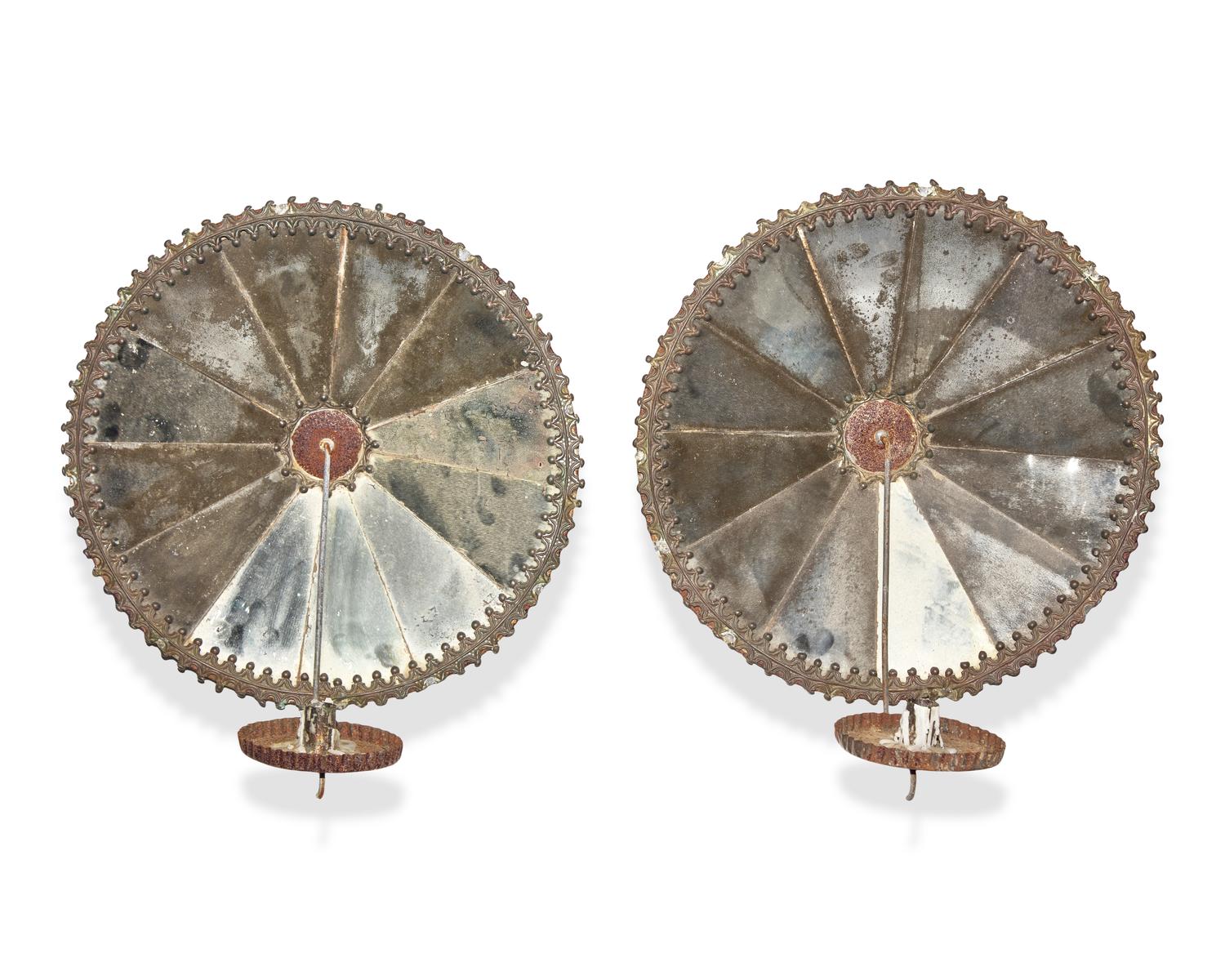 A Pair of Mirrored Tinware Wall Sconces