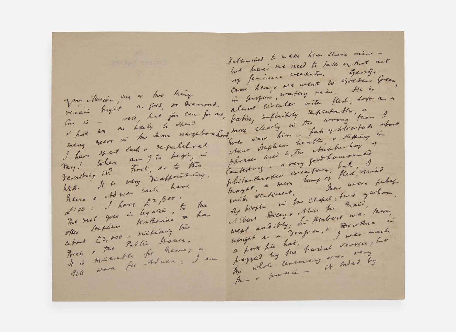 [Literature] Woolf, Virginia: Autograph Letter, initialed