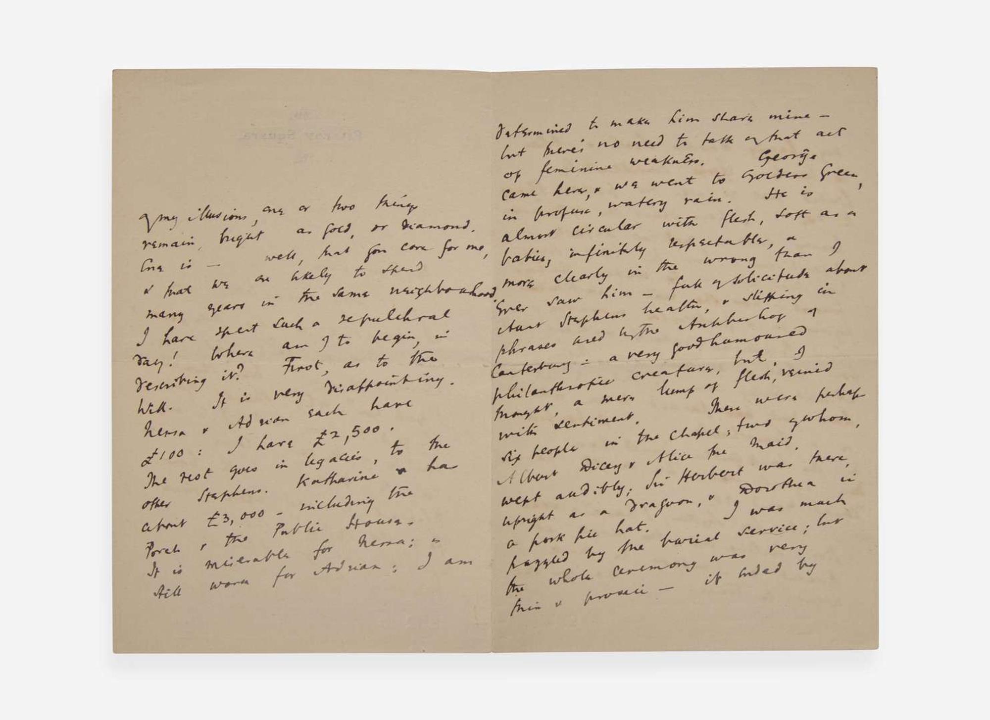 [Literature] Woolf, Virginia: Autograph Letter, initialed