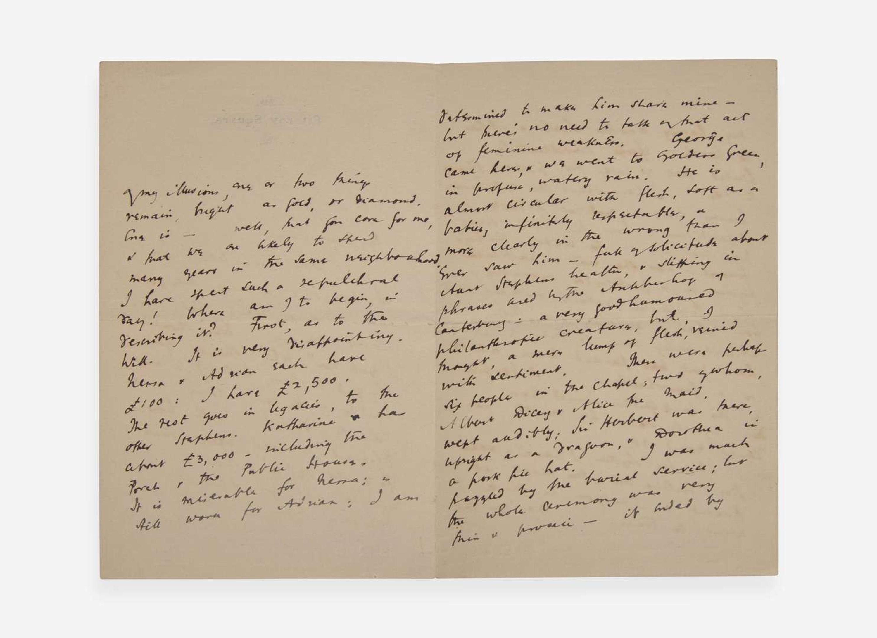 [Literature] Woolf, Virginia: Autograph Letter, initialed