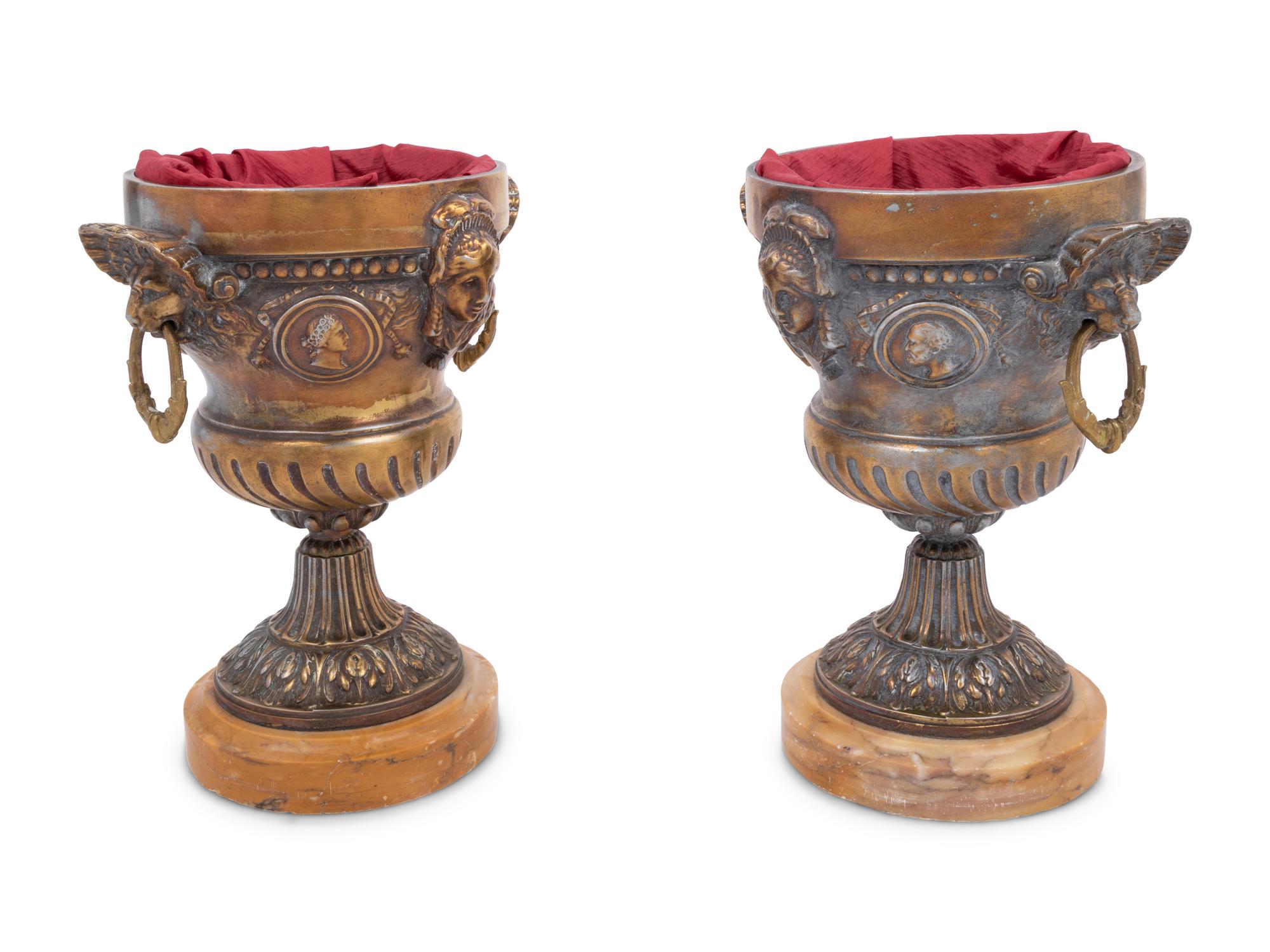A Pair of Renaissance Revival Gilt Metal Handled Cups