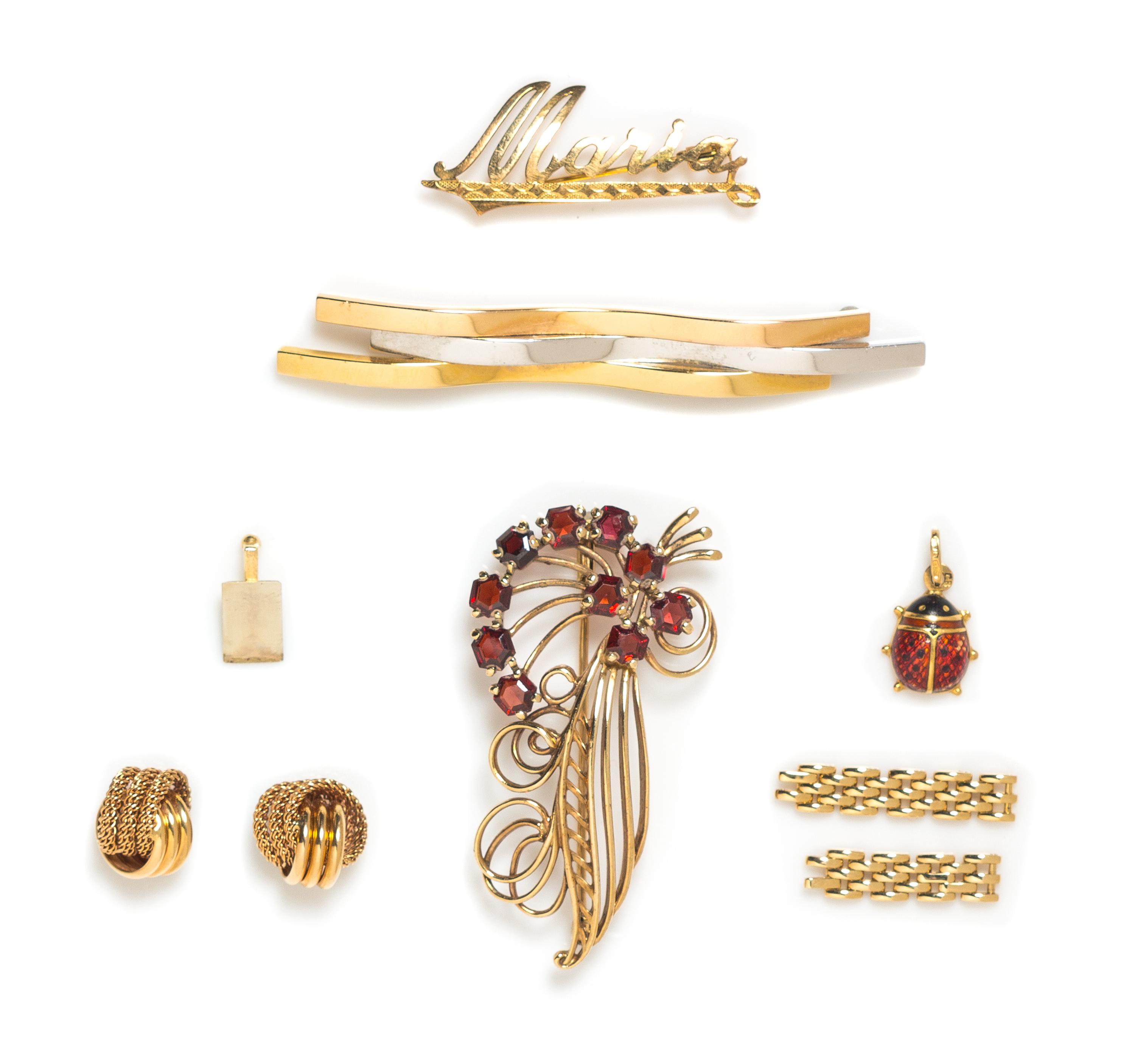 A Collection of Yellow Gold Jewelry, 26.80 dwts.