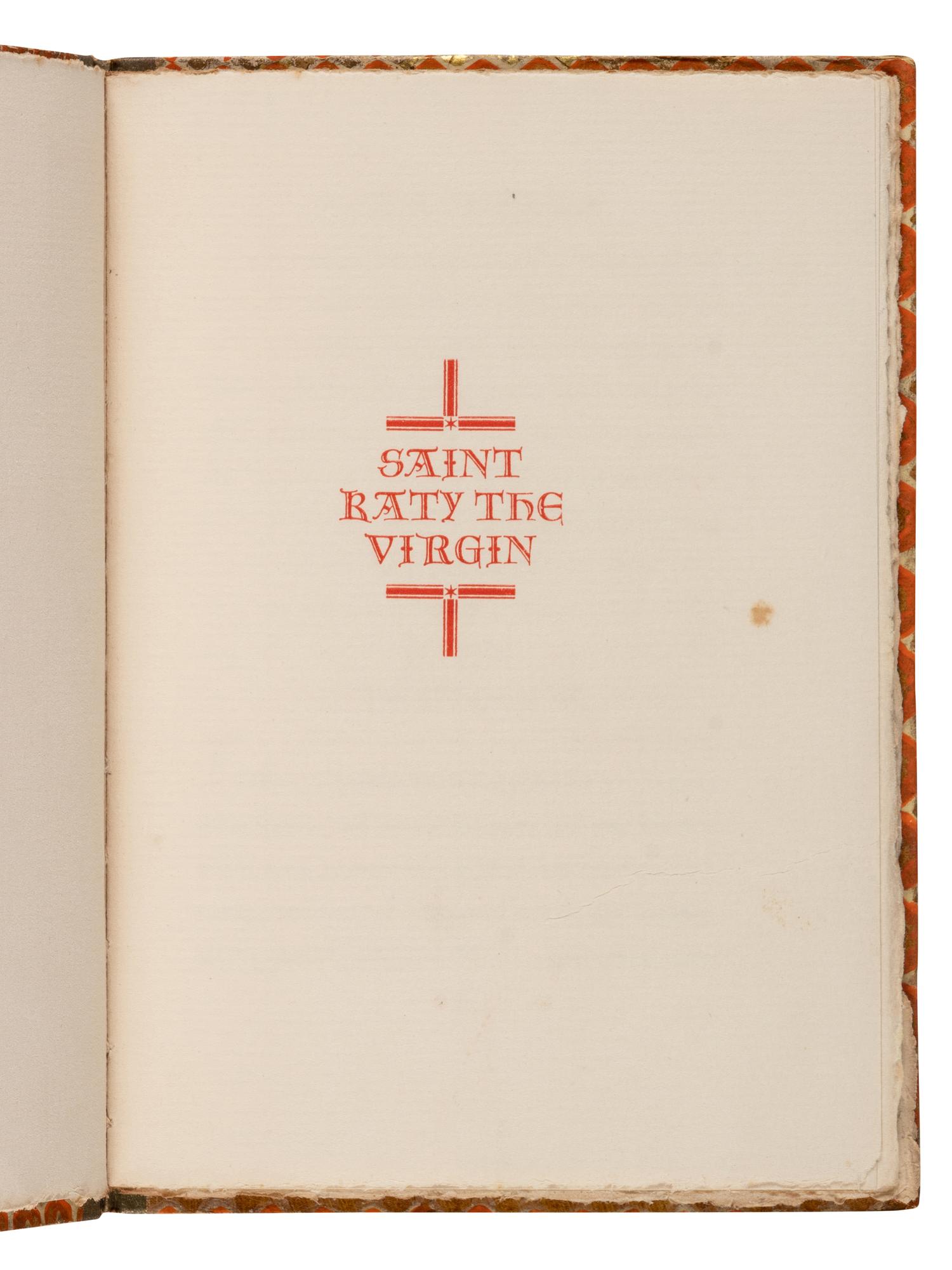 STEINBECK, John (1902-1968). Saint Katy the Virgin . Mount Vernon, New York: The Golden Eagle Press for Covici-Friede, 1936.