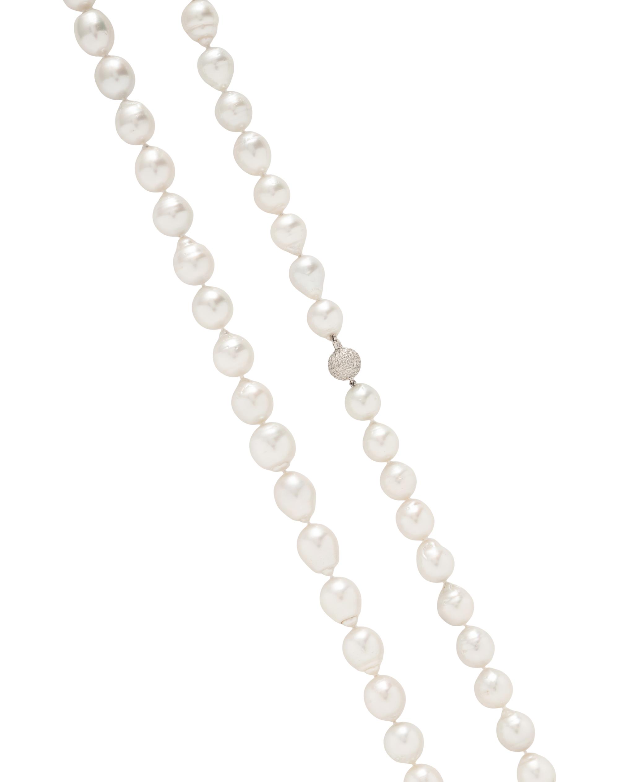 BAROQUE CULTURED PEARL AND DIAMOND NECKLACE