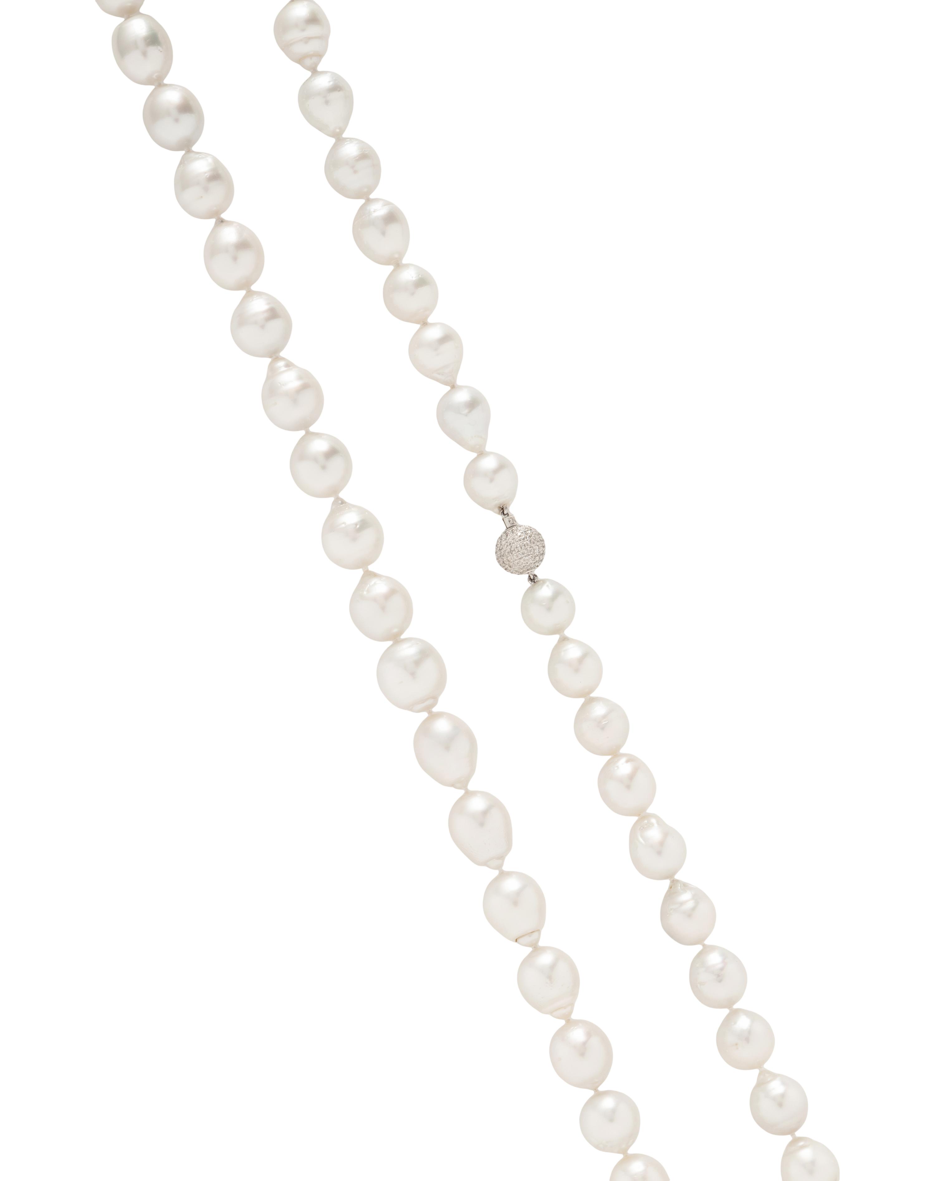 BAROQUE CULTURED PEARL AND DIAMOND NECKLACE