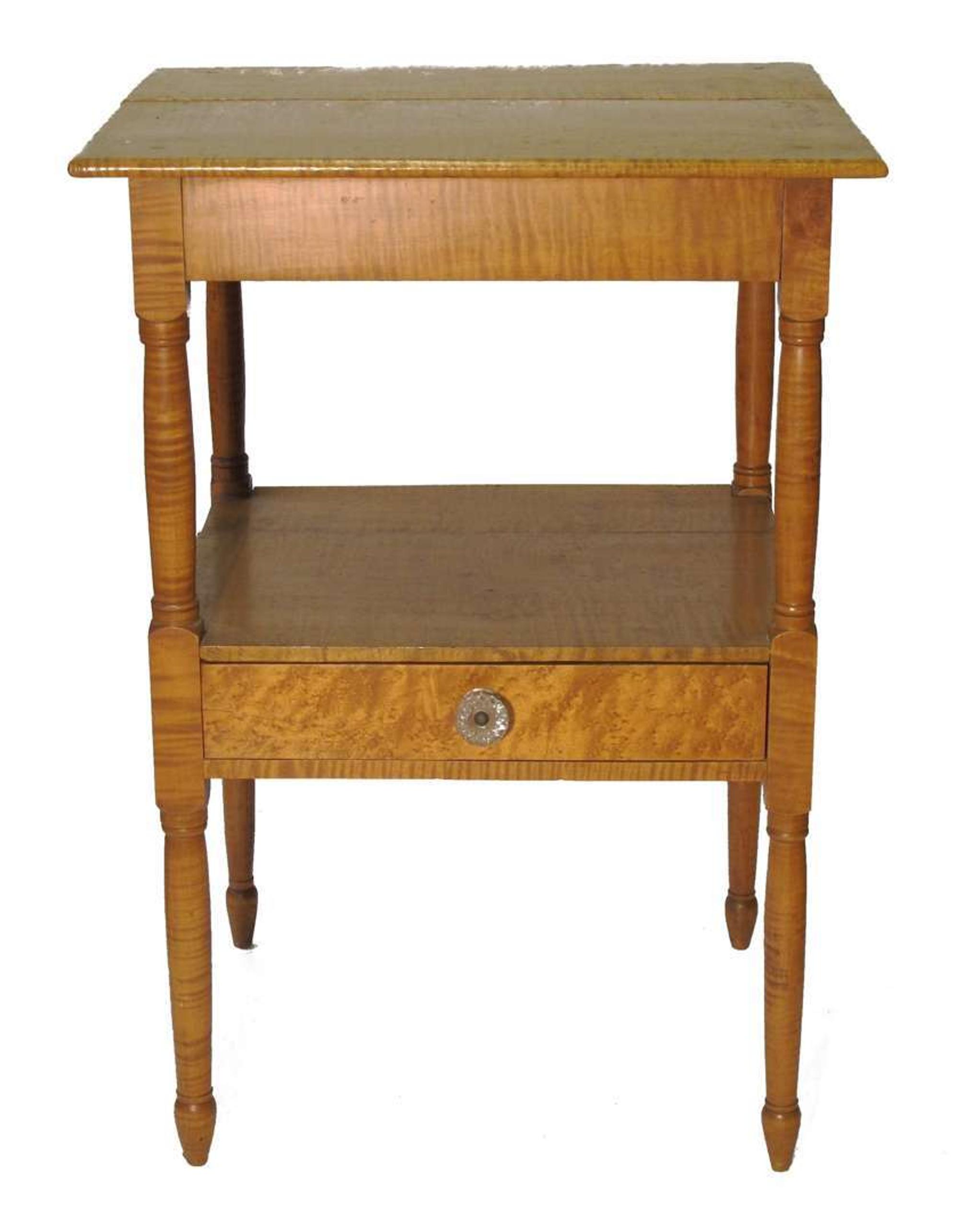 Late Federal tiger maple workstand 19th century