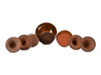 Seven Galena Glaze Redware Articles