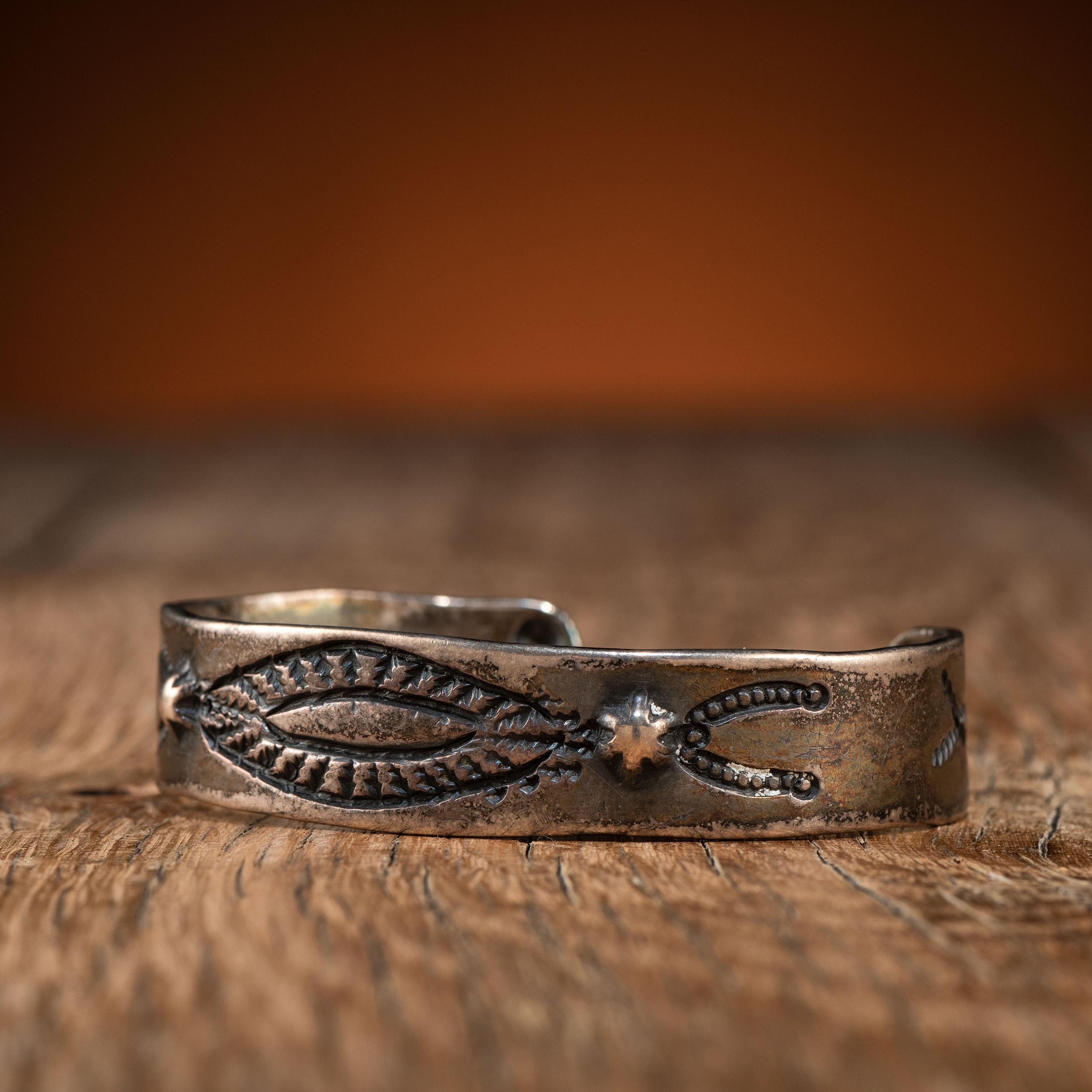 Navajo Stamped and Chiseled Cuff Bracelet