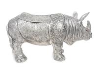 A Large Silvered Metal Rhinoceros-Form Wine Cooler