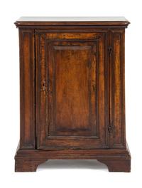 An Italian Walnut Side Cabinet Height 35 1/2 x width 28 x depth 14 1/2 inches.