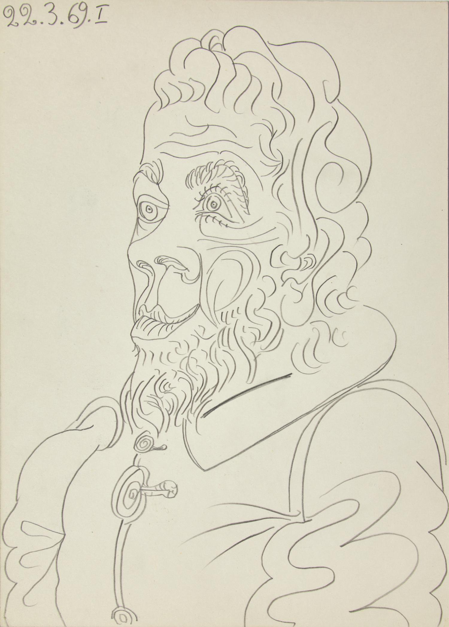 Tête d'Homme (with Deux Têtes verso), 1969 | A Double-Sided Drawing