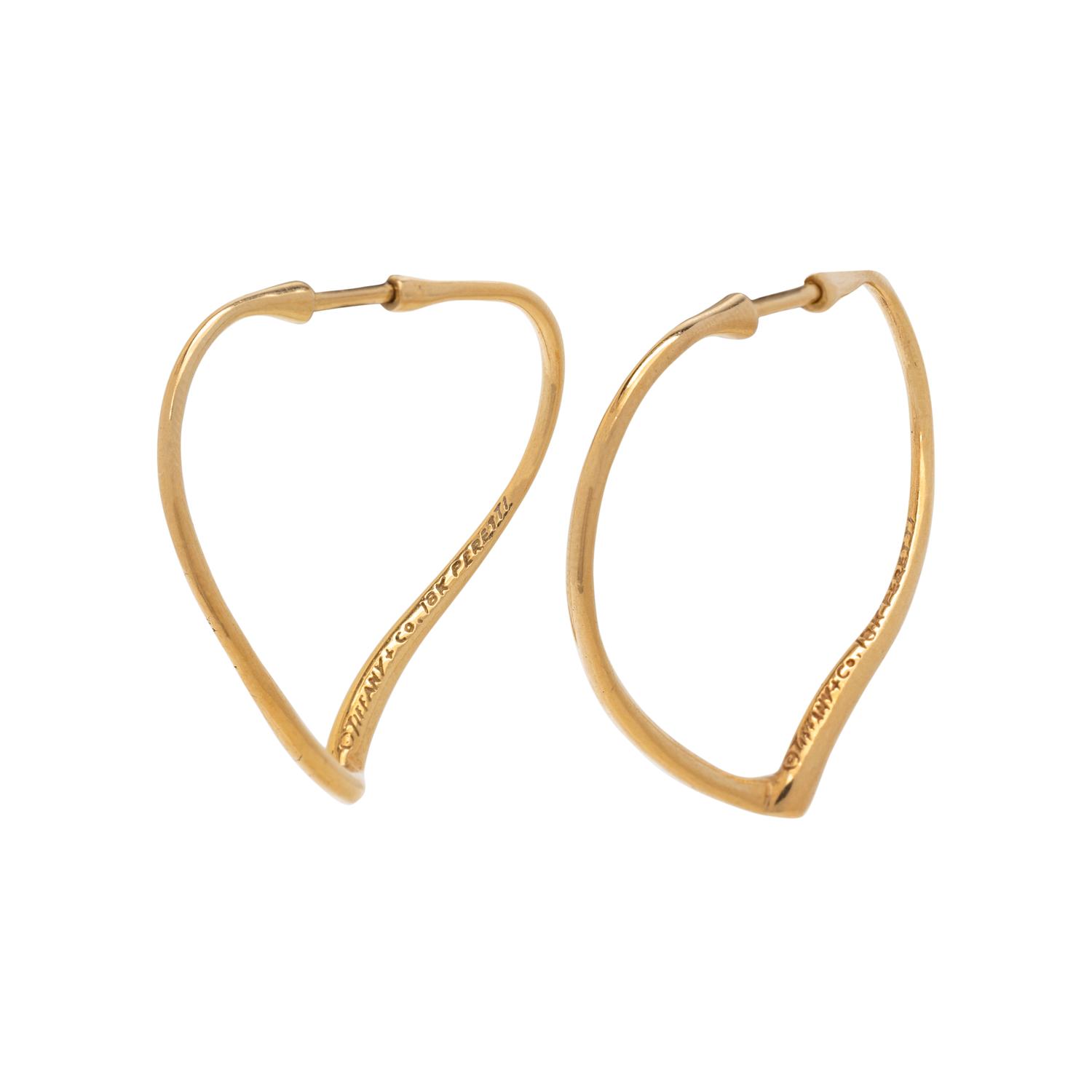 TIFFANY & CO., ELSA PERETTI, YELLOW GOLD 'OPEN HEART' HOOP EARRINGS