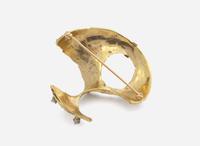 A 14K Yellow Gold and Diamond Brooch
