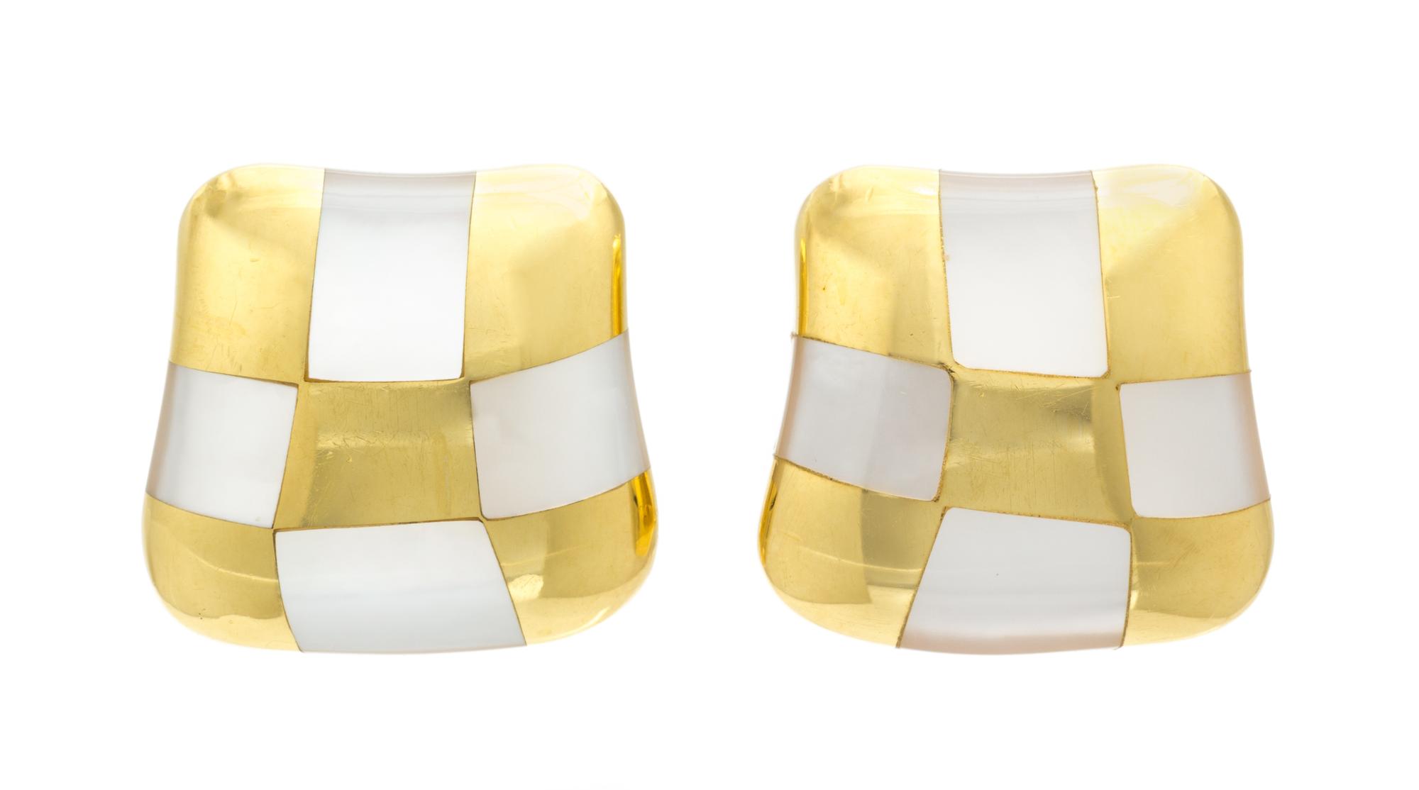 A Pair of 18 Karat Yellow Gold and Mother-of-Pearl Earclips, Angela Cummings, 10.90 dwts.