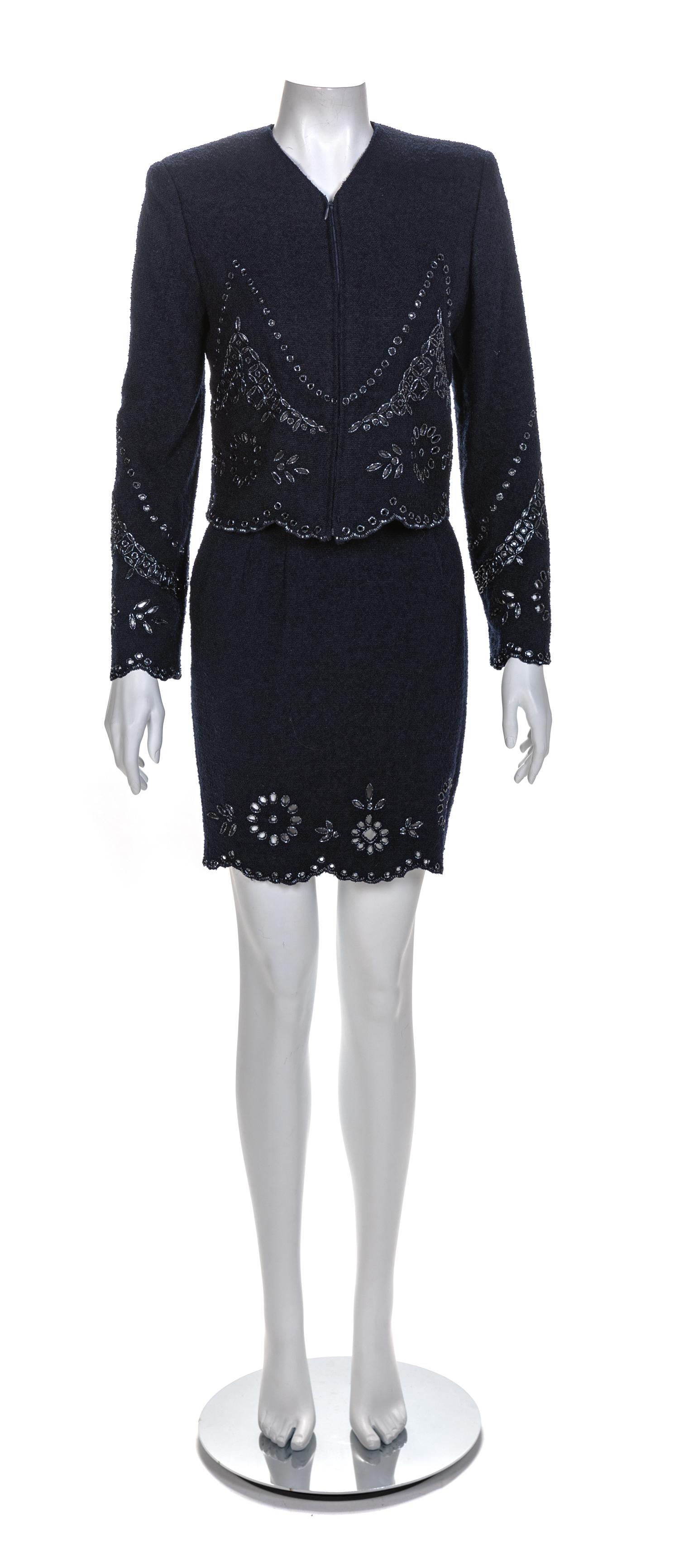 Valentino Boutique Two Piece Navy Wool Ensemble, 1990-2000s Size label: 6
