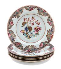 Five Chinese Export Famille Rose Porcelain Plates Diameter 9 inches. — 18TH CENTURY
